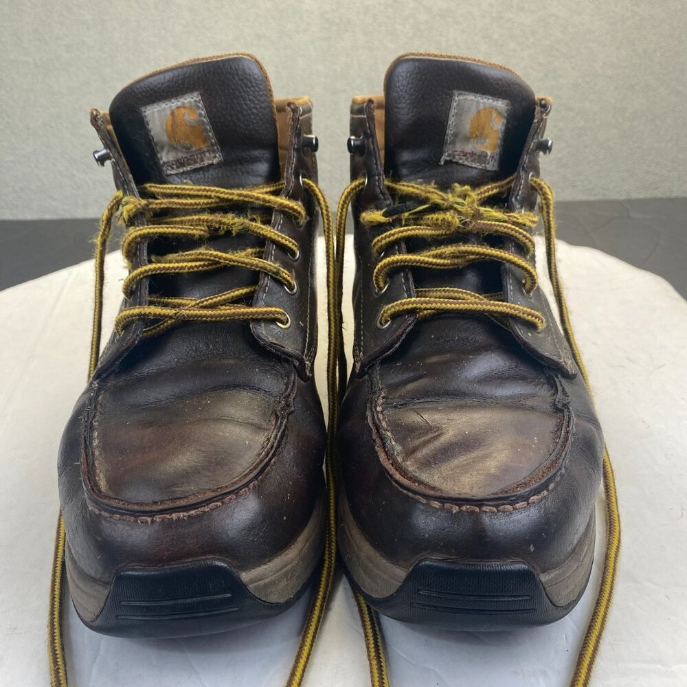 Carhartt F3445 21Men's 10.5 Lightweight Wedge Moc Toe Chukka Brown Leather Upper